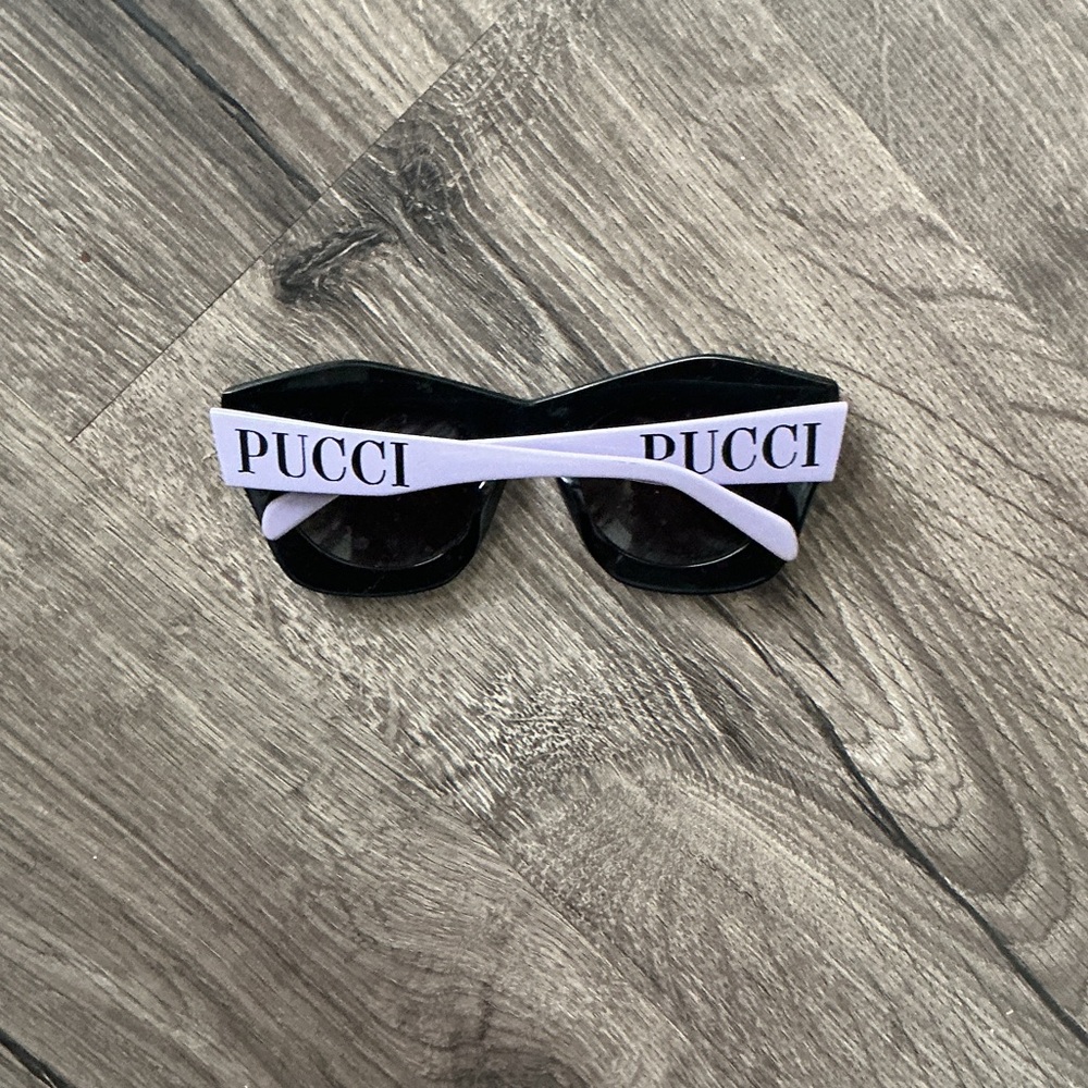 Pucci Logo Black Sunglasses With Purple Arms